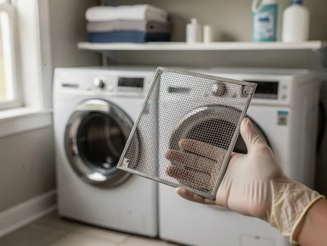 Huntington Park Dryer Vent Cleaning specialist performing detailed lint trap cleaning service in Huntington Park